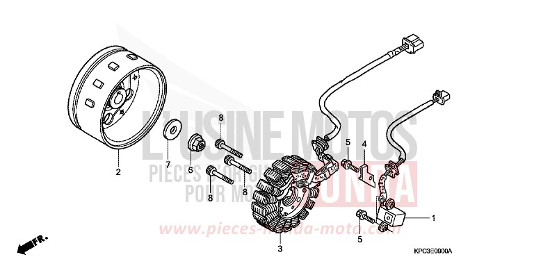GENERATRICE (XL125V1/2/3/4/5/6) de Varadero 125 PENNANT RED METALLIC (R247) de 2002